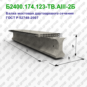 Б2400.174.123-ТВ.АIII-2Б Балка мостовая двутаврового сечения ГОСТ Р 52748-2007