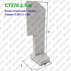 СТ270.2.5-м Блок откосной стенки железобетонный Серия 3.501.1-126
