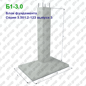 Б1-3.0 Блок фундамента железобетонный Серия 3.501.2-123 выпуск 3