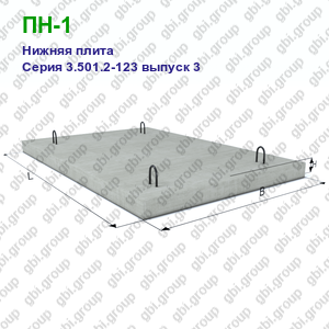 ПН-1 Нижняя плита железобетонные Серия 3.501.2-123 выпуск 3