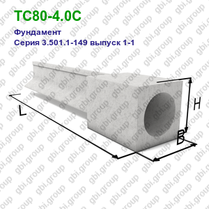 ТС80-4.0С Фундамент железобетонный Серия 3.501.1-149 выпуск 1-1