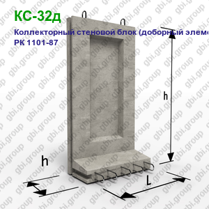 КС-32д Коллекторный стеновой блок железобетонный (доборный элемент) РК 1101-87