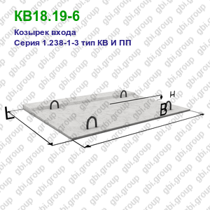 КВ18.19-6 Козырек входа железобетонный Серия 1.238-1-3 тип КВ И ПП
