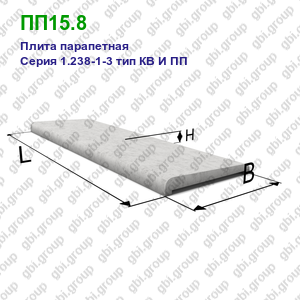 ПП15.8 Плита парапетная железобетонная Серия 1.238-1-3 тип КВ И ПП