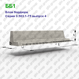 ББ1 Блок бордюра железобетонный Серия 3.503.1-75 выпуск 4