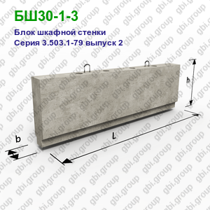 БШ30-1-3 Блок шкафной стенки железобетонный Серия 3.503.1-79 выпуск 2