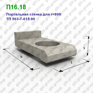 П16.18 Портальная стенка железобетонная для R=800 ТП 503-7-015.90