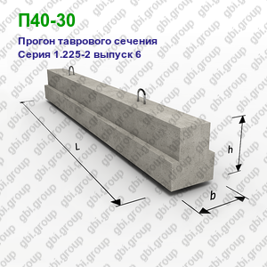 П40-30 Прогон железобетонный таврового сечения Серия 1.225-2 выпуск 6