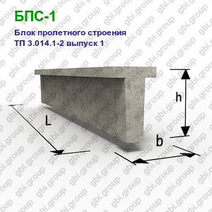 БПС-1 Блок пролетного строения железобетонный ТП 3.014.1-2 выпуск 1