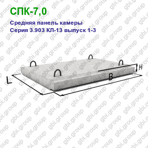 СПК-7,0 Средняя панель камеры железобетонный Серия 3.903 КЛ-13 выпуск 1-3
