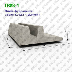 ПФ8-1 Плита фундамента железобетонная Серия 3.002.1-1 выпуск 1