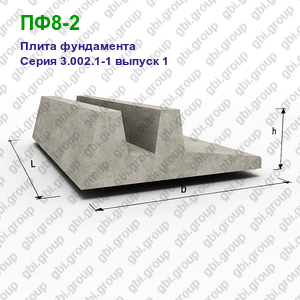 ПФ8-2 Плита фундамента железобетонная Серия 3.002.1-1 выпуск 1