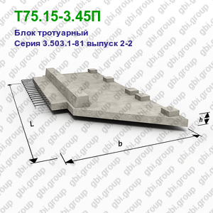 Т75.15-3.45П Блок тротуарный железобетонный Серия 3.503.1-81 выпуск 2-2
