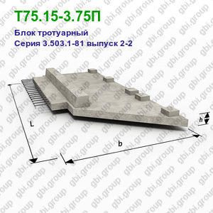 Т75.15-3.75П Блок тротуарный железобетонный Серия 3.503.1-81 выпуск 2-2