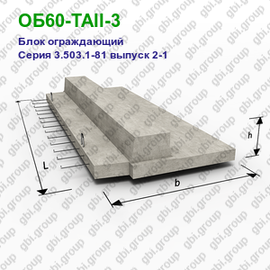 ОБ60-ТАII-3 Блок ограждающий железобетонный Серия 3.503.1-81 выпуск 2-1