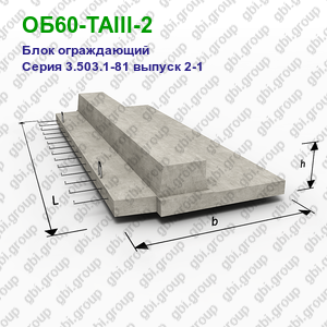 ОБ60-ТАIII-2 Блок ограждающий железобетонный Серия 3.503.1-81 выпуск 2-1