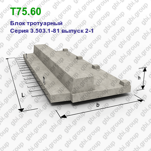 Т75.60 Блок тротуарный железобетонный Серия 3.503.1-81 выпуск 2-1