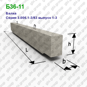 Б36-11 Балка железобетонная Серия 3.006.1-3/83 выпуск 1-3