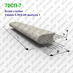 70СП-7 Блок стенки железобетонный Серия 3.503-49 выпуск 1