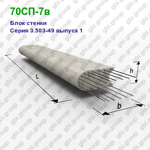 70СП-7в Блок стенки железобетонный Серия 3.503-49 выпуск 1