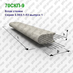 70СКП-9 Блок стенки железобетонный Серия 3.503.1-53 выпуск 1