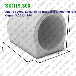 ЗКП19.300 Звено трубы круглое на плоском опирании (стенка 12 см) Серия 3.501.1-144
