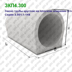 ЗКП4.300 Звено трубы круглое на плоском опирании (стенка 14 см) Серия 3.501.1-144